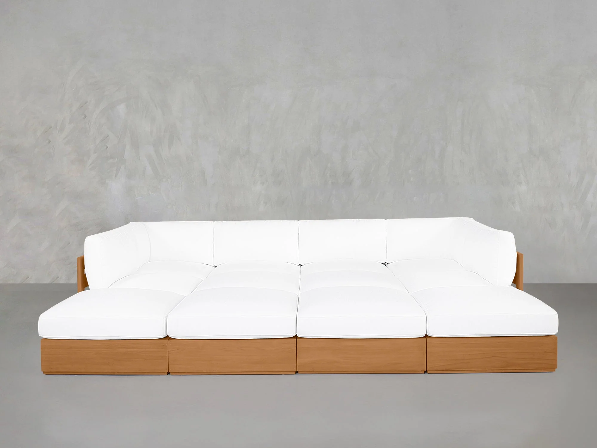 12-Seat Deep Modular Daybed Teak Outdoor