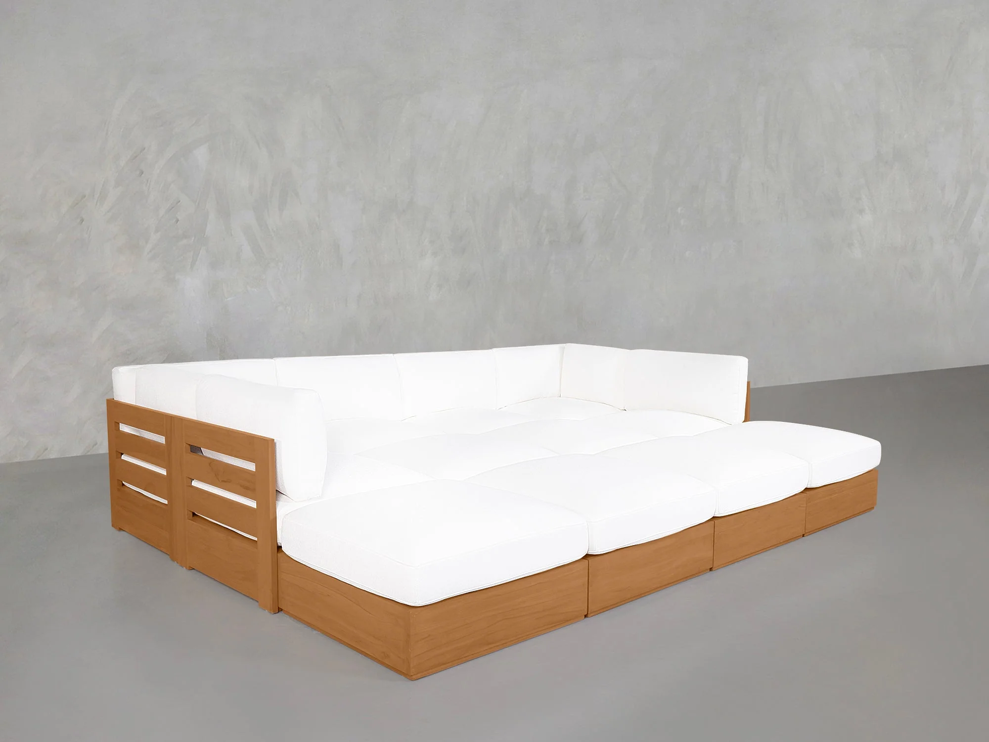 12-Seat Deep Modular Daybed Teak Outdoor