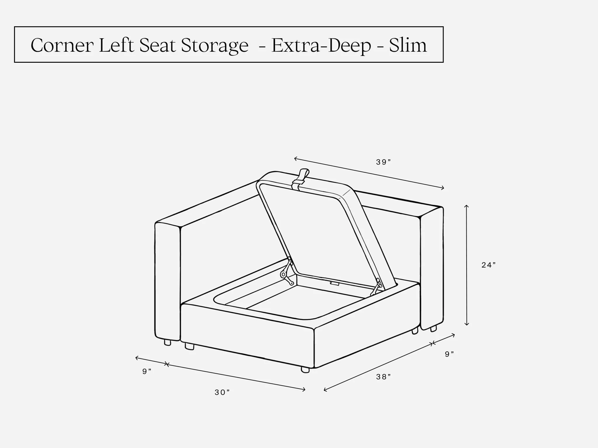 Corner Left Seat Storage Add-On (Slim)